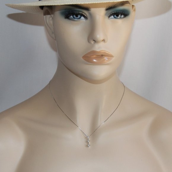 14 kt White Gold 3-Diamond Necklace - Picture 8 of 13